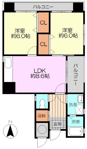 【間取り】ｴｽﾃｰﾄﾏﾝｼｮﾝ西公園